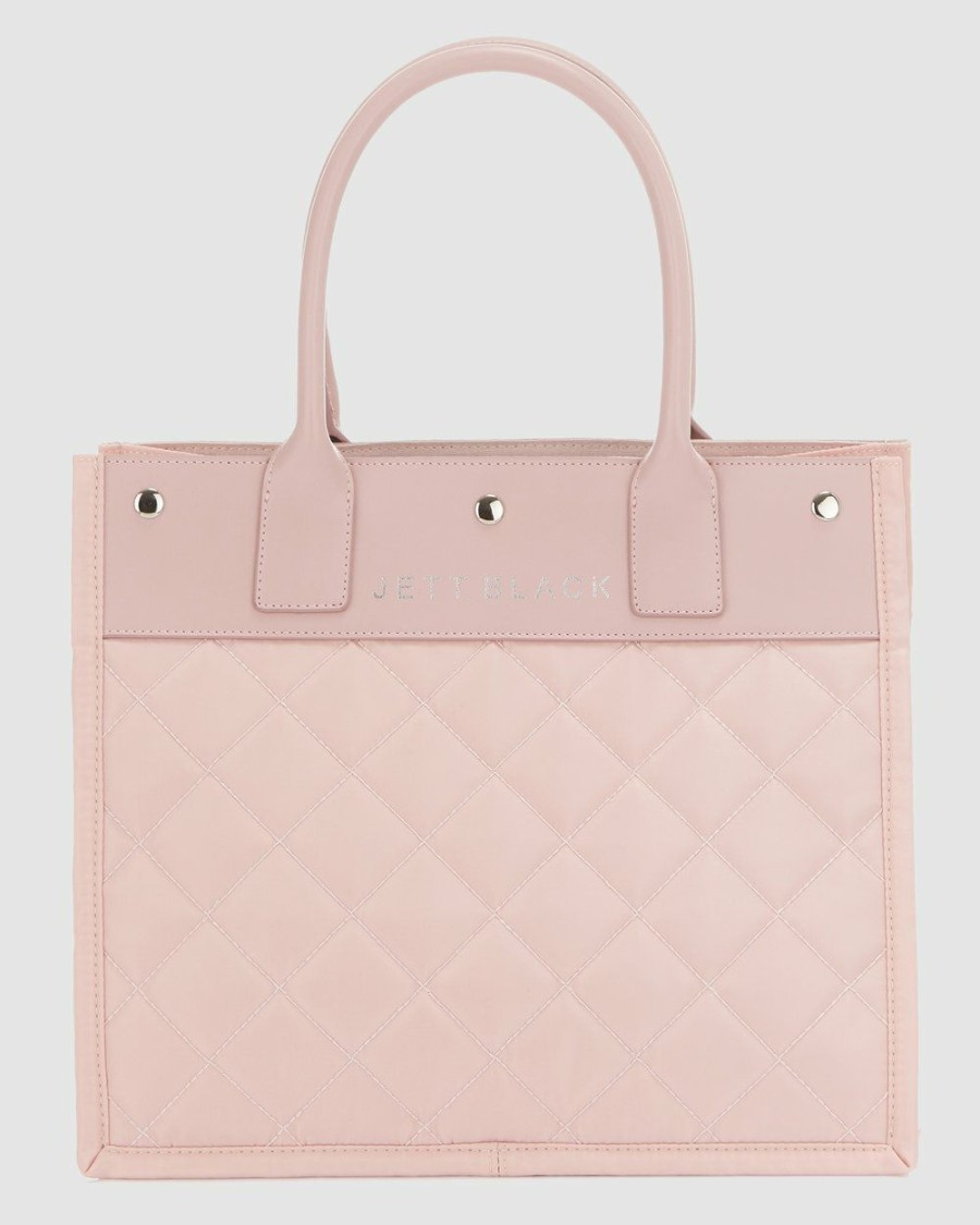 Outdoors * | Jett Black The Soho Blush Quilted Tote Bag Blush Pink