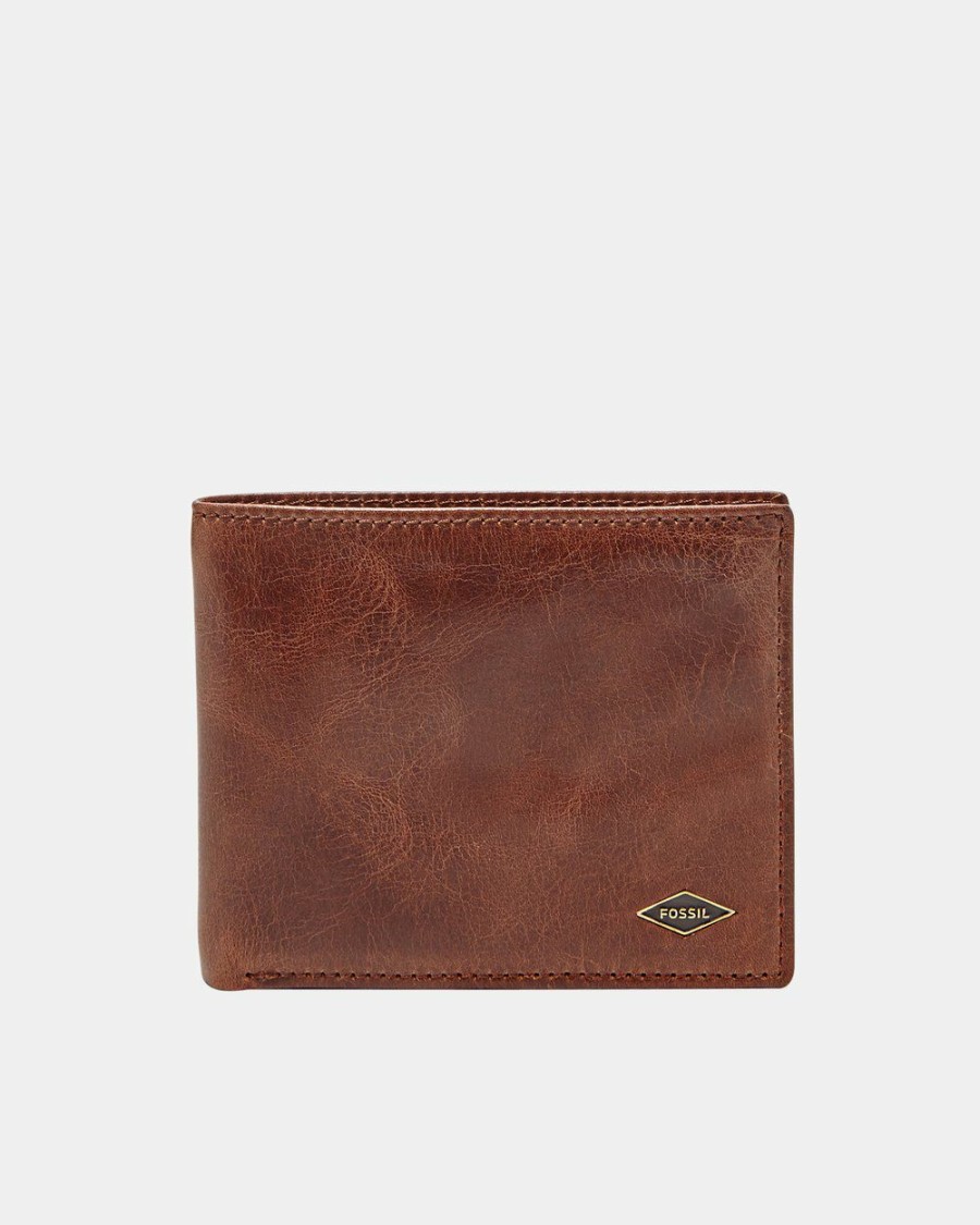 Travel Bags * | Fossil Ryan Dark Brown Rfid Flip Id Bifold