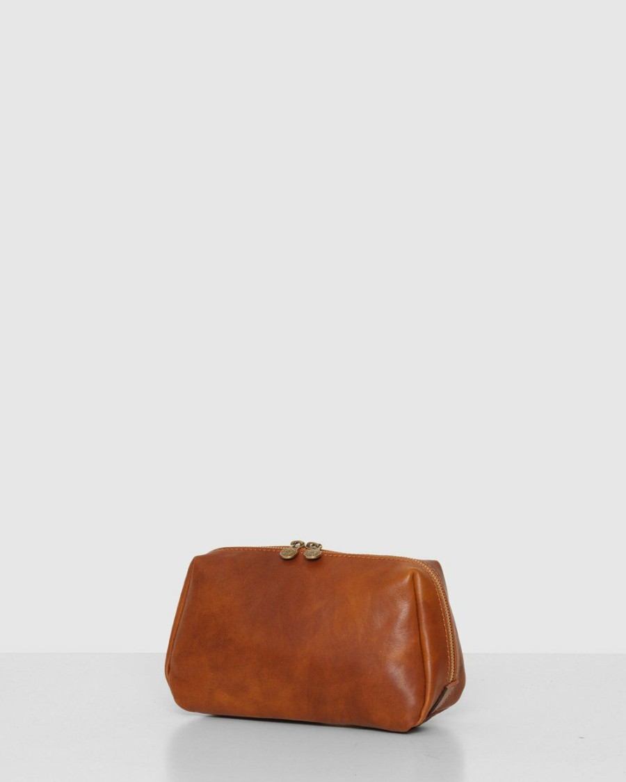 Bags * | Republic Of Florence The Otto Leather Dopp Kit Matt Tan