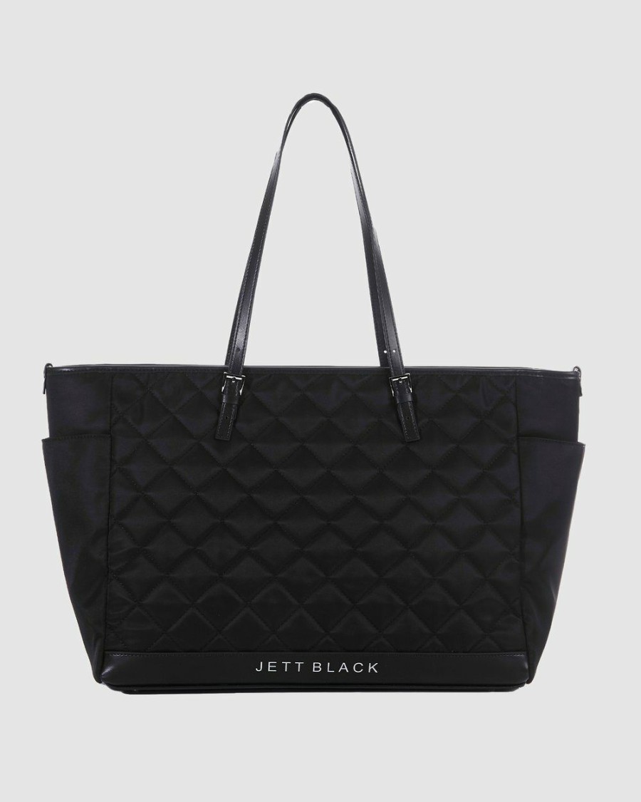 Bags * | Jett Black The Anaheim Quilted Baby Bag With Change Mat Black