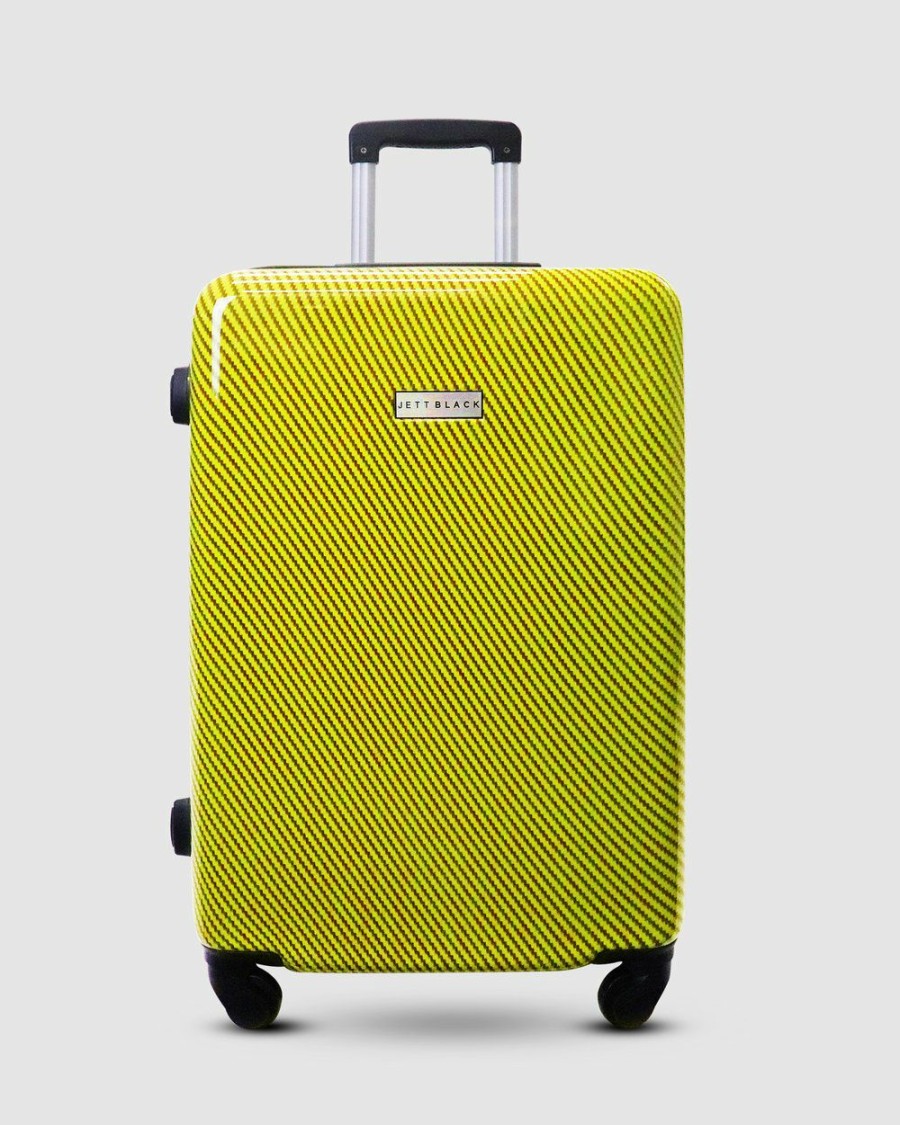 Travel And Luggage * | Jett Black Carbon Yellow Series Large Suitcase