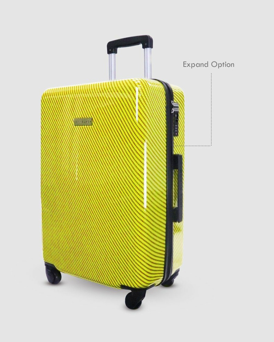 Travel And Luggage * | Jett Black Carbon Yellow Series Large Suitcase