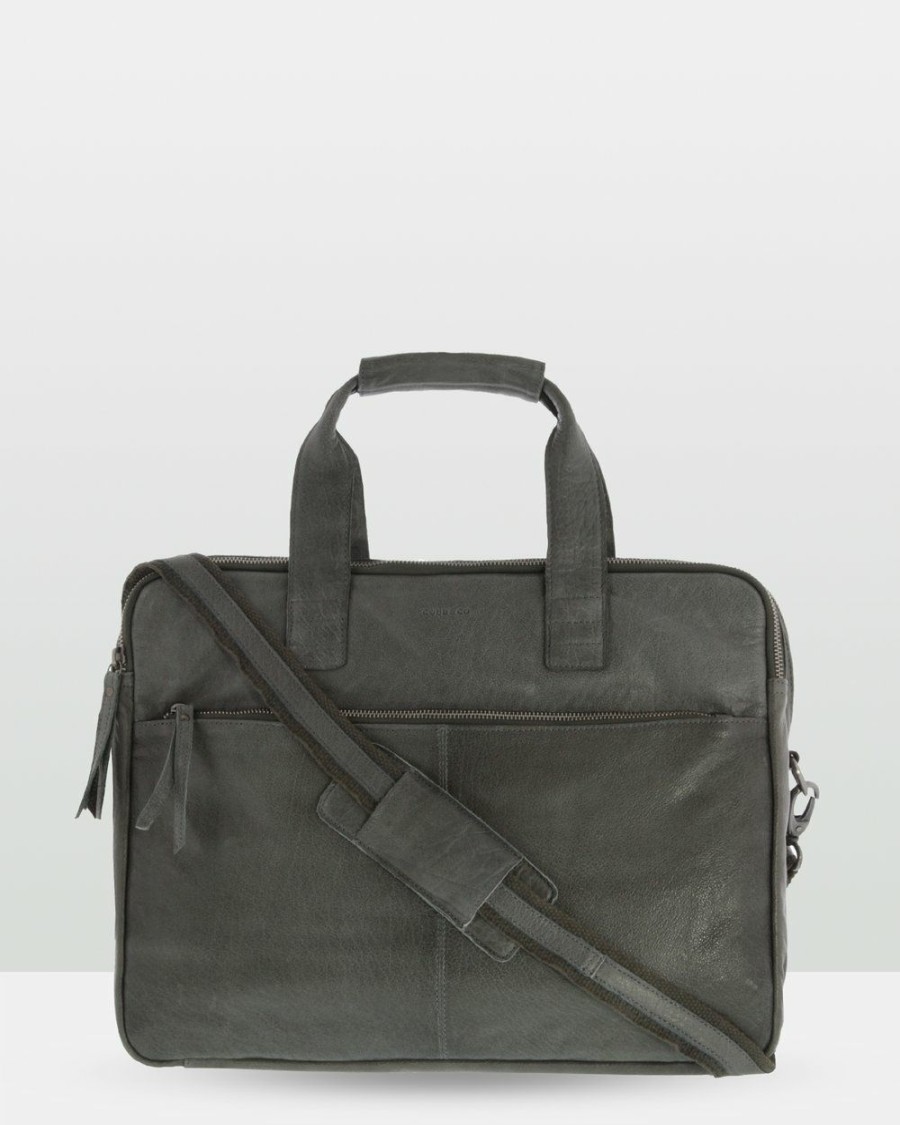 Bags * | Cobb & Co Lawson Soft Leather Briefcase Charcoal