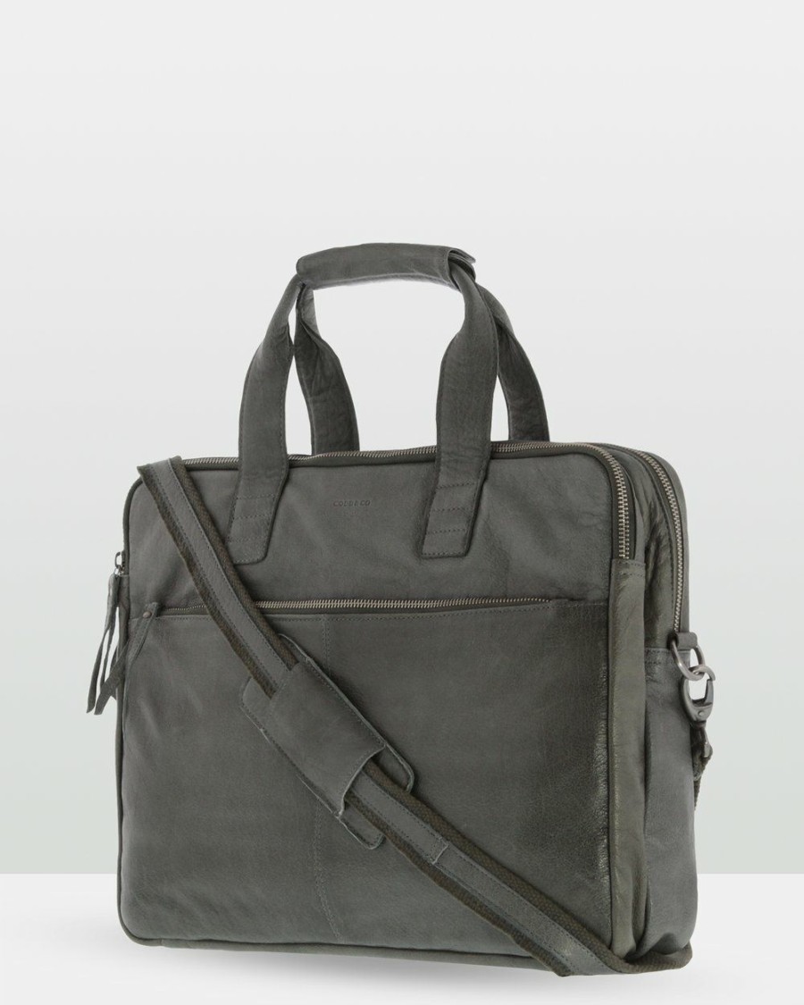 Bags * | Cobb & Co Lawson Soft Leather Briefcase Charcoal