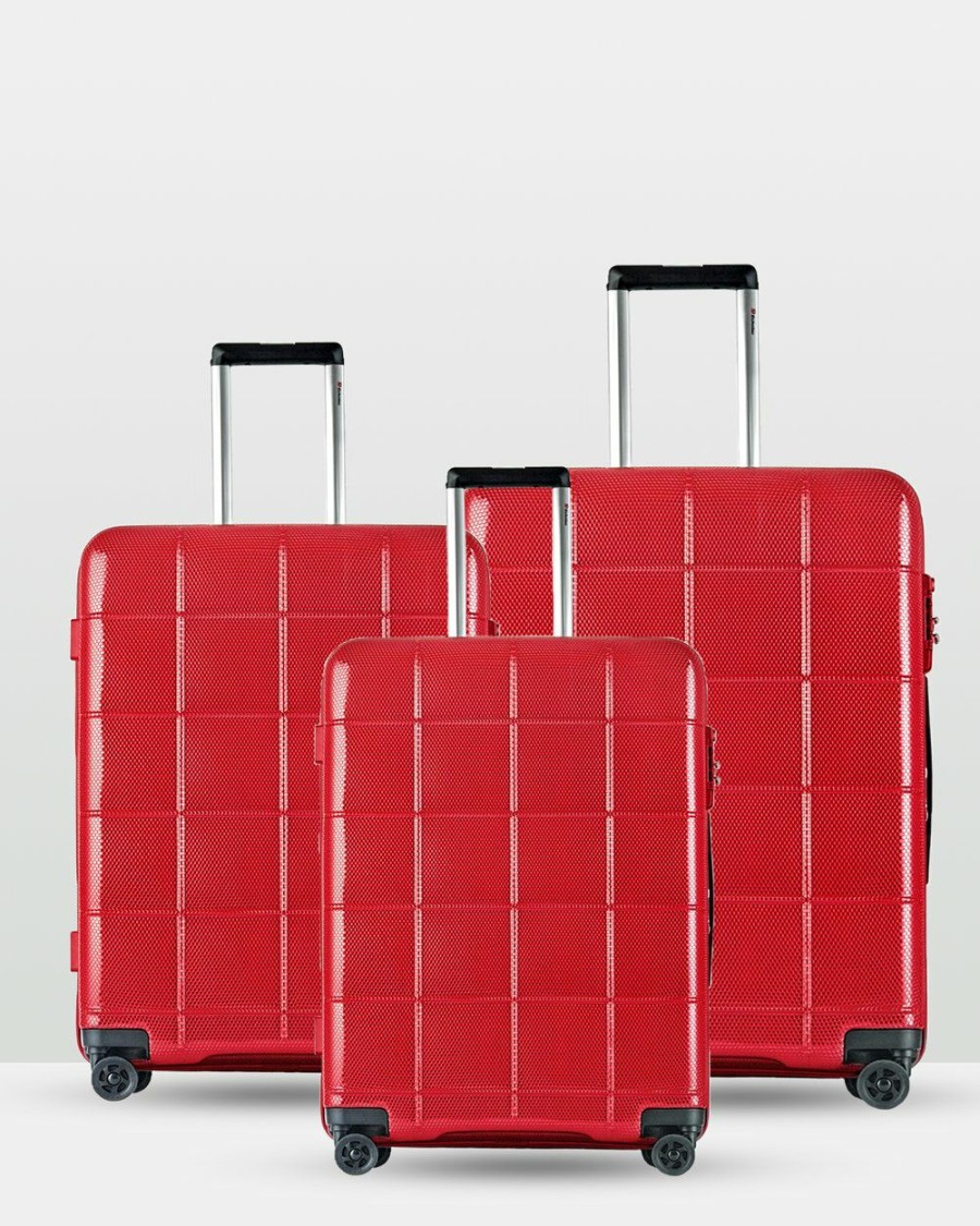 Travel Bags * | Echolac Japan Cape Town Echolac 3 Piece Luggage Set Red