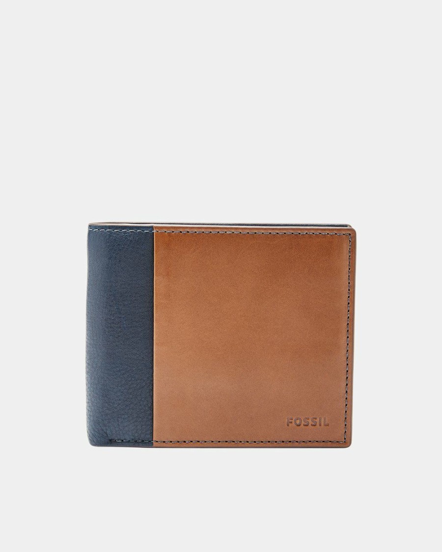 Travel Bags * | Fossil Ward Blue Rfid Large Coin Pocket Bifold