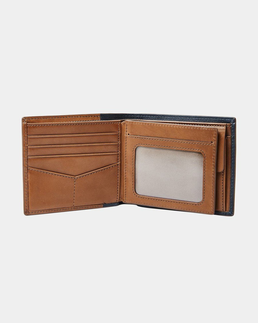 Travel Bags * | Fossil Ward Blue Rfid Large Coin Pocket Bifold