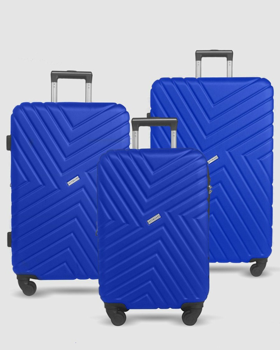 Bags * | Jett Black Royal Blue Maze Luggage Set