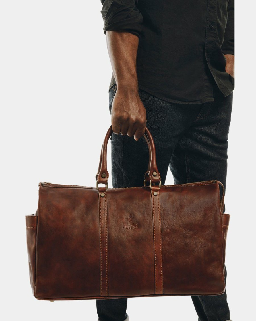 Bags * | Republic Of Florence Conti Brown Duffle Bag