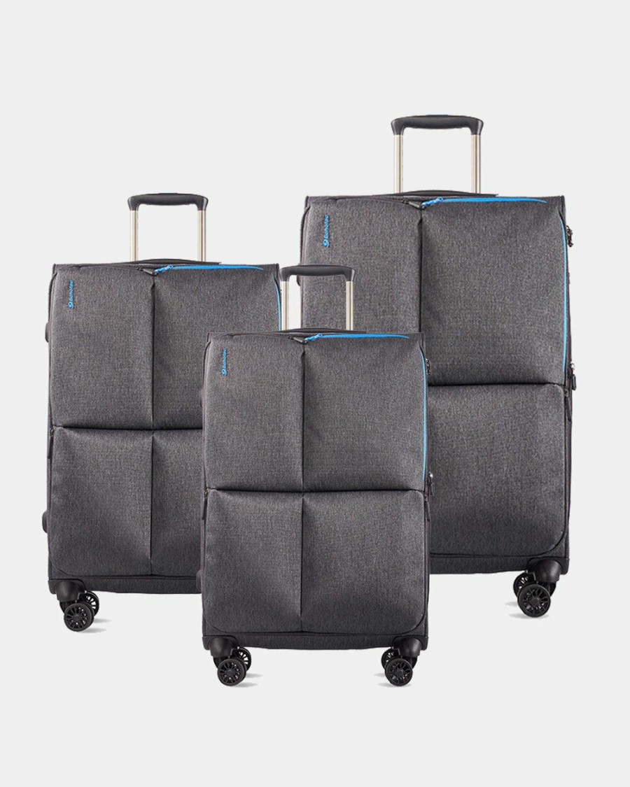 Travel And Luggage * | Echolac Japan Serpentine Soft Side 3 Piece Set Grey Blue