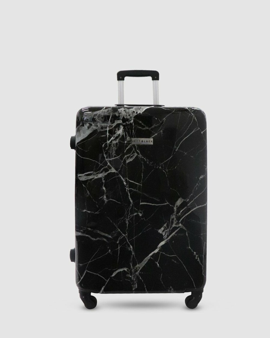 Bags * | Jett Black Black Marble Medium Suitcase Black Grey Marble