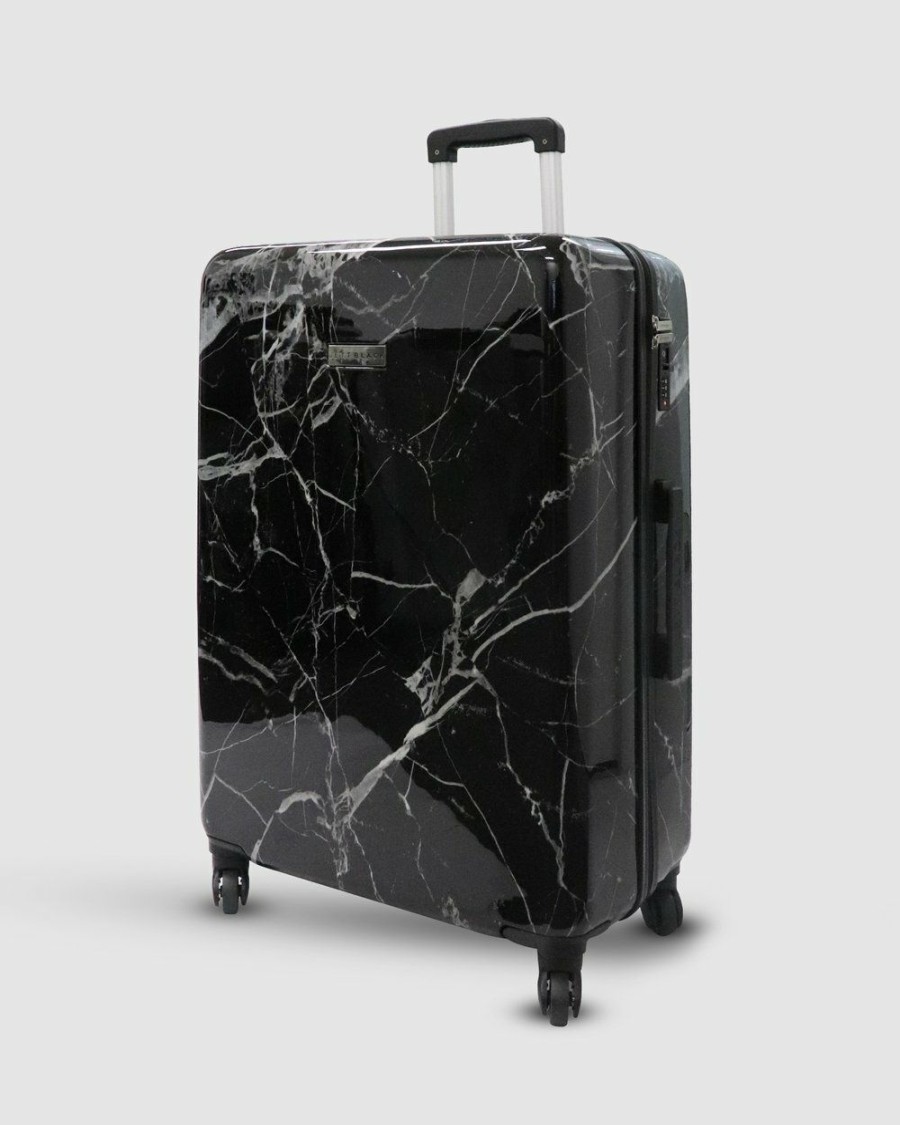 Bags * | Jett Black Black Marble Medium Suitcase Black Grey Marble