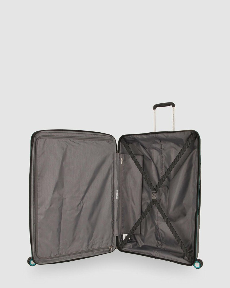 Travel And Luggage * | American Tourister Litevlo Spinner 82/31 Black & Turquoise