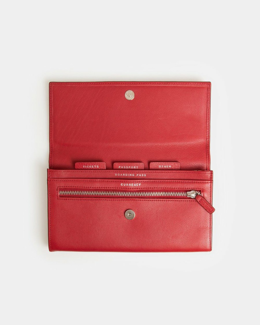 Travel And Luggage * | Globite Leather Travel Clutch With Rfid Desert Claret Red