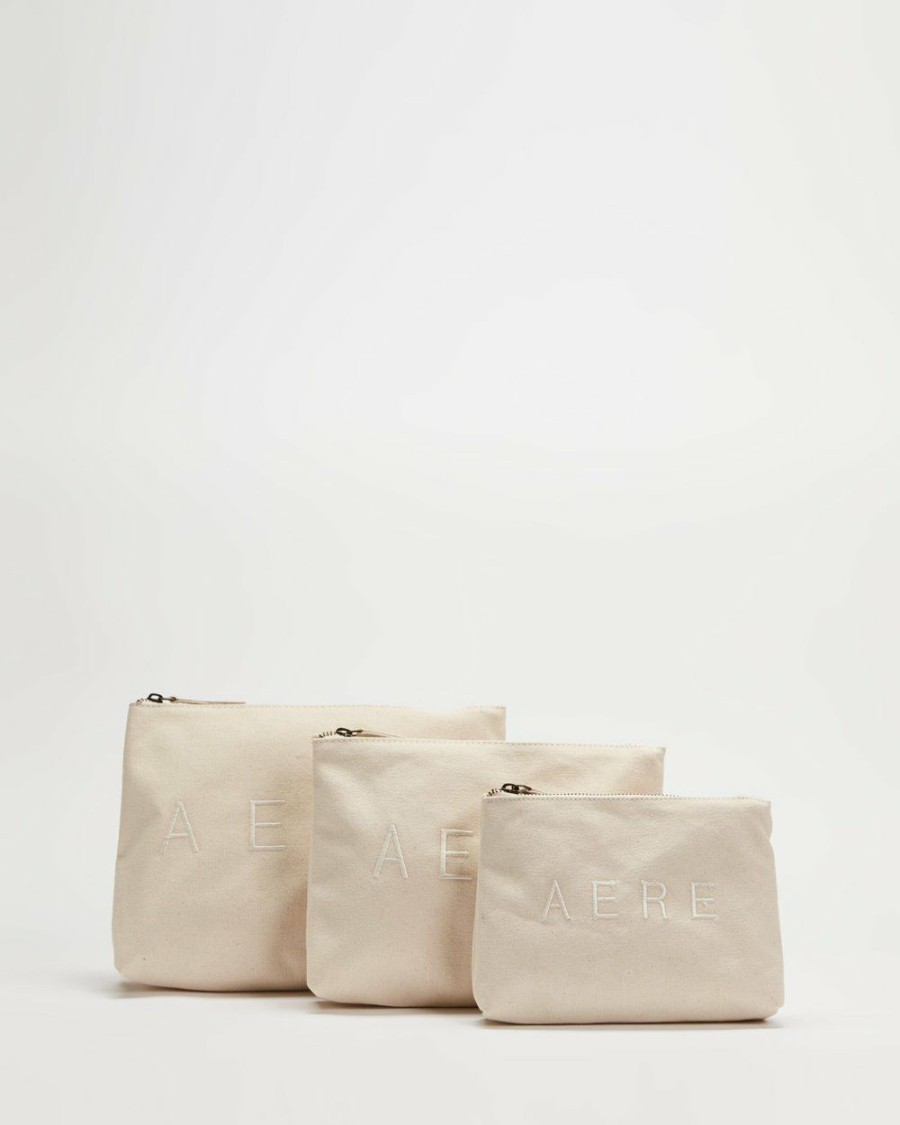 Bags * | Aere Organic Canvas Pouch Set Natural